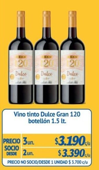 Alvi Vino tinto Dulce Gran 120 botellón 1.5 lt. x 3 un. oferta