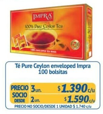 Alvi Té Pure Ceylon enveloped Impra 100 bolsitas x 3 un. oferta