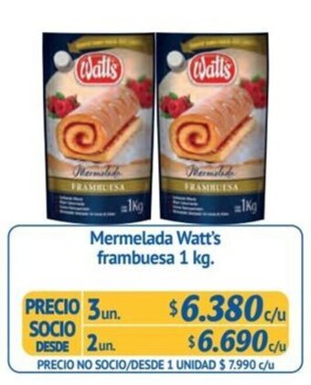 Alvi Mermelada Watt's frambuesa 1 kg. x 3 un. oferta