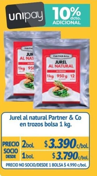 Alvi Jurel al natural Partner & Co en trozos bolsa 1 kg. x 2 bol. oferta