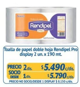 Alvi Toalla de papel doble hoja Rendipel Pro display 2 un. x 190 mt. x 2 dis. oferta