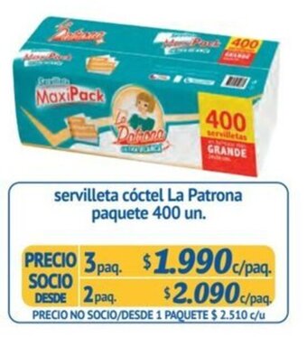 Alvi Servilleta cóctel La Patrona paquete 400 un. x 3 paq. oferta