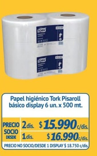 Alvi Papel higiénico Tork Pisaroll básico display 6 un. x 500 mt. x 2 dis. oferta