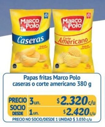 Alvi Papas fritas Marco Polo caseras o corte americano 380 g x 3 un. oferta