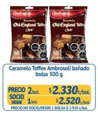 Alvi Caramelo Toffee Ambrosoli bañado bolsa 300 g x 2 bol. oferta