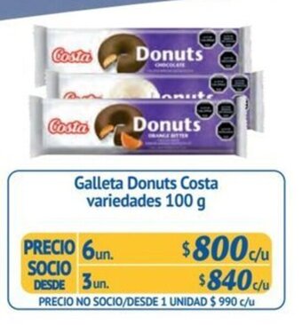 Alvi Galleta Donuts Costa variedades 100 g x 6 un. oferta