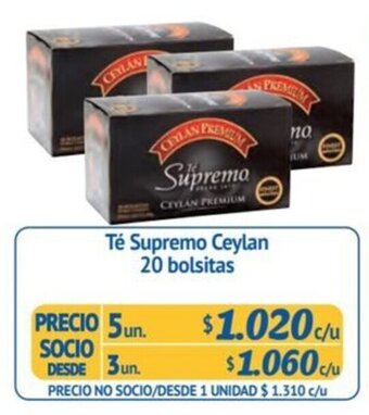 Alvi Té Supremo Ceylan 20 bolsitas x 5 un. oferta