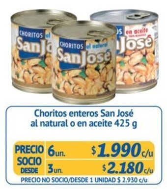 Alvi Choritos enteros San José al natural o en aceite 425 g x 6 un. oferta