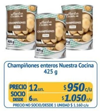 Alvi Champiñones enteros Nuestra Cocina 425 g x 12 un. oferta