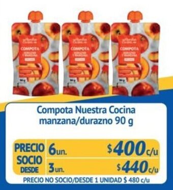Alvi Compota Nuestra Cocina manzana/durazno 90 g x 6 un. oferta