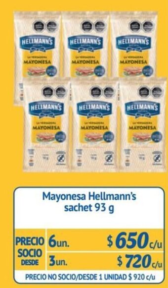 Alvi Mayonesa Hellmann's sachet 93 g x 6 un. oferta