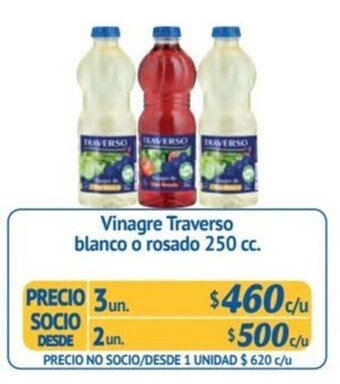 Alvi Vinagre Traverso blanco o rosado 250 cc. x 3 un. oferta