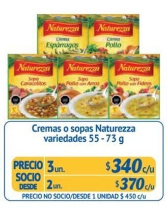 Alvi Cremas o sopas Naturezza variedades 55-73 g x 3 un. oferta