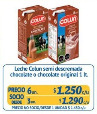 Alvi Leche Colun semi descremada chocolate o chocolate original 1 lt. x 6 un. oferta