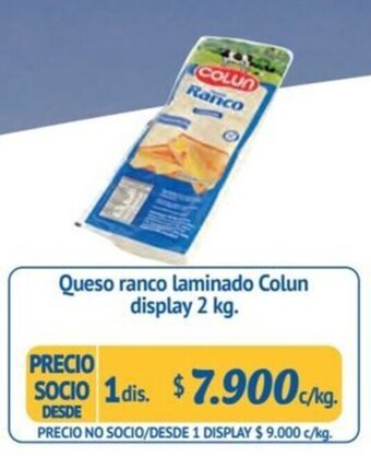 Alvi Queso ranco laminado Colun display 2 kg. oferta