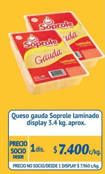 Alvi Queso gauda Soprole Laminado display 3.4 kg. aprox. oferta