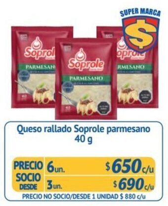 Alvi Queso rallado Soprole parmesano 40 g x 6 un. oferta