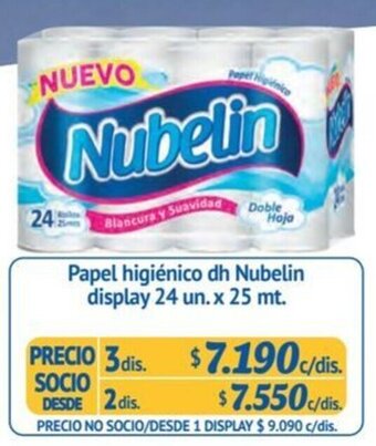 Alvi Papel higiénico dh Nubelin display 24 un. x 25 mt. x 3 dis. oferta
