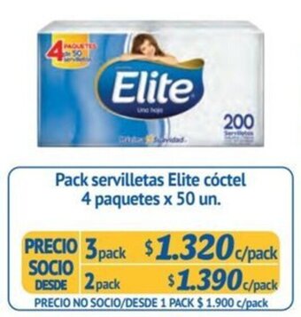 Alvi Pack servilletas Elite cóctel 4 paquetes x 50 un. x 3 pack. oferta