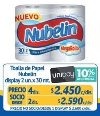 Alvi Toalla de Papel Nubelin display 2 un. x 30 mt. x 4 dis. oferta
