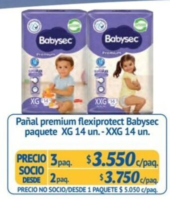 Alvi Pañal premium flexiprotect Babysec paquete XG 14 un. - XXG 14 un. x 3 paq. oferta