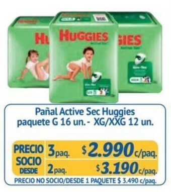 Alvi Pañal Active Sec Huggies paquete G 16 un. -  XG/XXG 12 un. x 3 paq. oferta