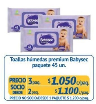Alvi Toallas húmedas premium Babysec paquete 45 un. x 3 paq. oferta