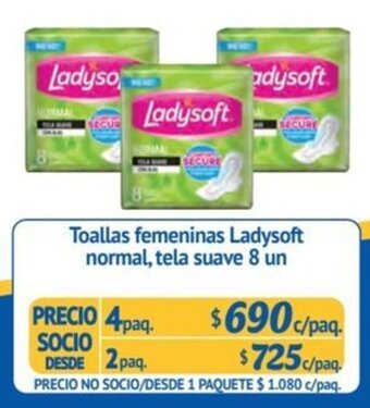 Alvi Toallas femeninas Ladysoft normal, tela suave 8 un x 4 paq. oferta