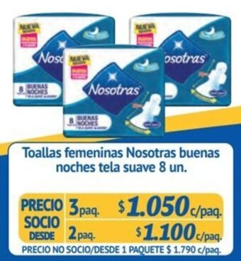 Alvi Toallas femeninas Nosotras buenas noches tela suave 8 un. x 3 paq. oferta