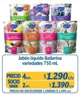 Alvi Jabón líquido Ballerina variedades 750 ml. x 4 un. oferta