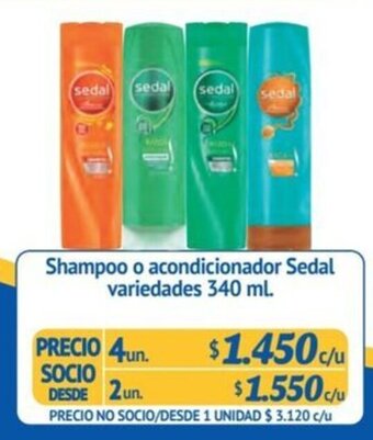Alvi Shampoo o acondicionador Sedal variedades 340 ml. x 4 un. oferta
