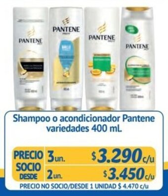 Alvi Shampoo o acondicionador Pantene variedades 400 ml. x 3 un. oferta