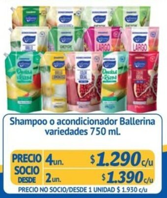 Alvi Shampoo o acondicionador Ballerina variedades 750 ml. x 4 un. oferta