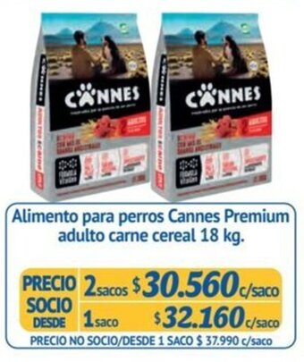 Alvi Alimento para perros Cannes Premium adulto carne cereal 18 kg. x 2 sacos oferta