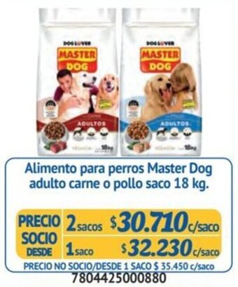 Alvi Alimento para perros Master Dog adulto carne o pollo saco 18 kg. x 2 sacos oferta