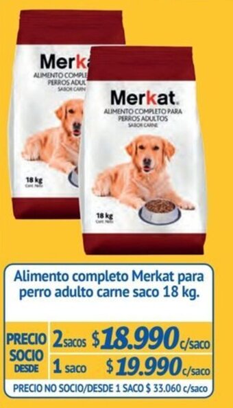 Alvi Alimento completo Merkat para perro adulto carne saco 18 kg. x 2 sacos oferta