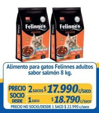 Alvi Alimento para gatos Felinne's adultos sabor salmón 8 kg. x 2 sacos oferta