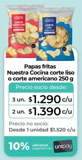 Alvi Papas fritas Nuestra Cocina corte liso o corte americano 250 g x 3 un. oferta