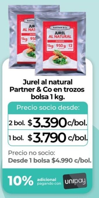 Alvi Jurel al natural Partner & Co en trozos bolsa 1 kg. x 2 bol. oferta