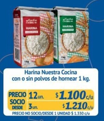 Alvi Harina Nuestra Cocina con o sin polvos de hornear 1 kg. x 12 un. oferta