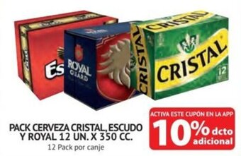 Alvi PACK CERVEZA CRISTAL, ESCUDO Y ROYAL GUARD 12 UN. X 350 CC. oferta