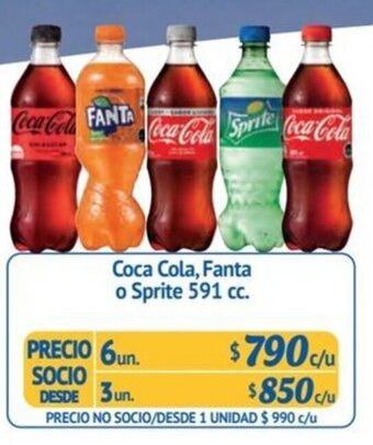 Alvi Coca Cola, Fanta o Sprite 591 cc. x 6 un. oferta