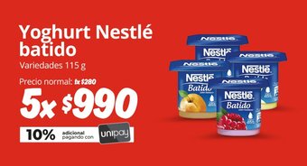 Unimarc Yoghurt Nestlé batido Variedades 115 g x 5 oferta
