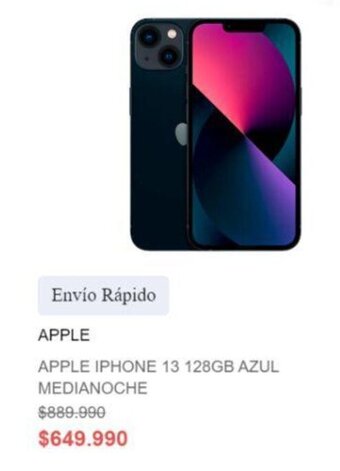 Ripley APPLE IPHONE 13 128GB AZUL MEDIANOCHE oferta