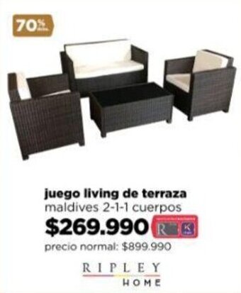 Ripley RIPLEY HOME juego living de terraza maldives 2-1-1 cuerpos oferta