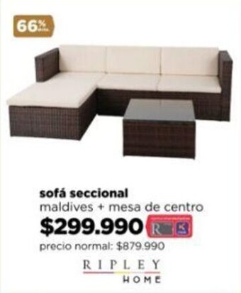 Ripley RIPLEY HOME sofá seccional maldives + mesa de centro oferta
