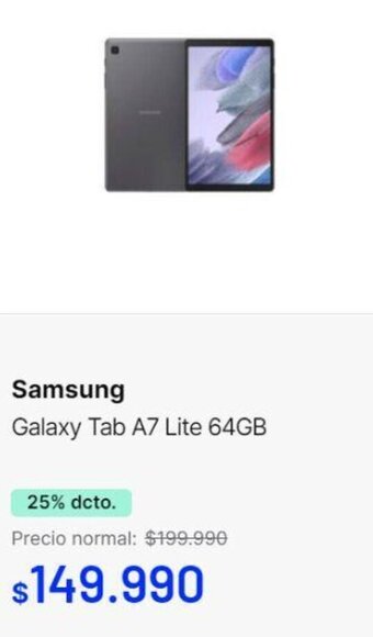 Entel Samsung Galaxy Tab A7 Lite 64GB oferta