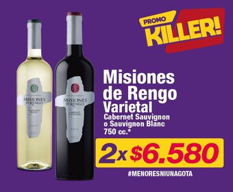 OK Market Misiones de Rengo Varietal Cabernet Sauvignon o Sauvignon Blanc 750 cc. x 2 oferta