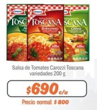 Mayorista 10 Salsa de Tomates Carozzi Toscana variedades 200 g. oferta