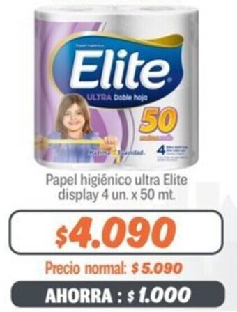 Mayorista 10 Papel higiénico ultra Elite display 4 un. x 50 mt. oferta
